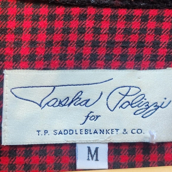 Vintage TASHA POLIZZI Women’s Shacket Medium Red Black Buffalo Plaid Outdoor USA - Picture 3 of 10